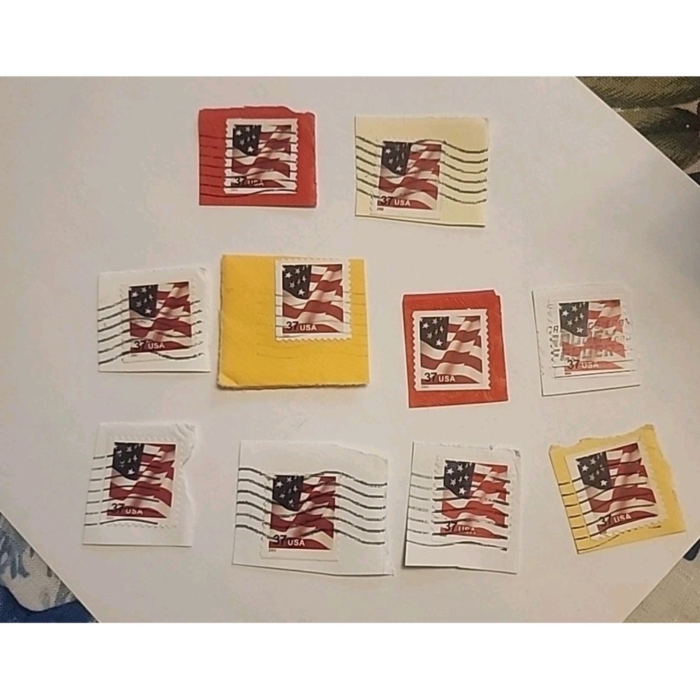 Lot Of 12 2002 USA 37 Cents Stamps American Flag Used Canceled